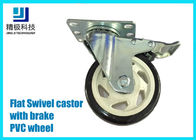 3-5 la roulette libre plate de pivot de PVC/ESD de pouce roule le plat - montez avec l'ensemble de frein