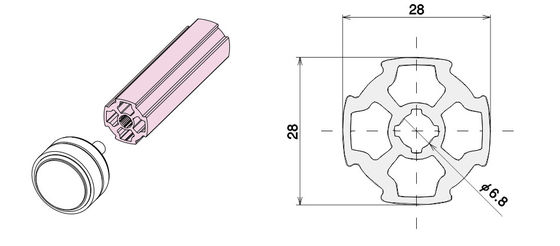 6063-T5 Flat Silvery Structural Aluminum Tubing with 28mm OD for Workbench and Cart