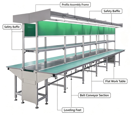 Anti-static Belt Conveyor Line Aluminum Profile Assembly Conveyor for Electronics Workshop Transport
