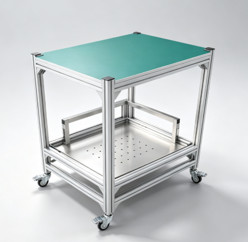 MGX‑A Aluminum ESD Mobile Trolley, Anti‑Static Work Cart for Factory Workshop, Smooth Rolling Lockable Casters, Custom Sizes Available