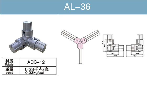 Le connecteur de tube de l'alliage AL-36 d'aluminium a anodisé le connecteur à trois voies interne