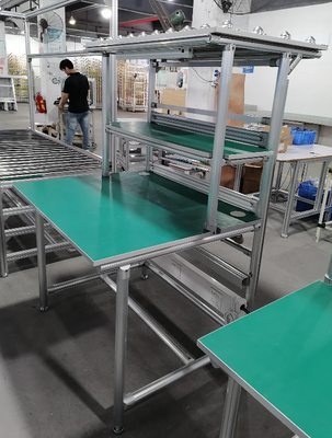 Station de travail en aluminium ESD avec support à rouleaux de débit