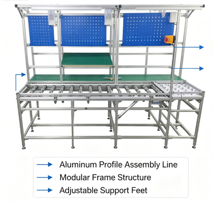 Ligne d'assemblage de transfert de billes en profilé d'aluminium industriel personnalisé, poste de travail de production de convoyeur à bande en PVC antistatique